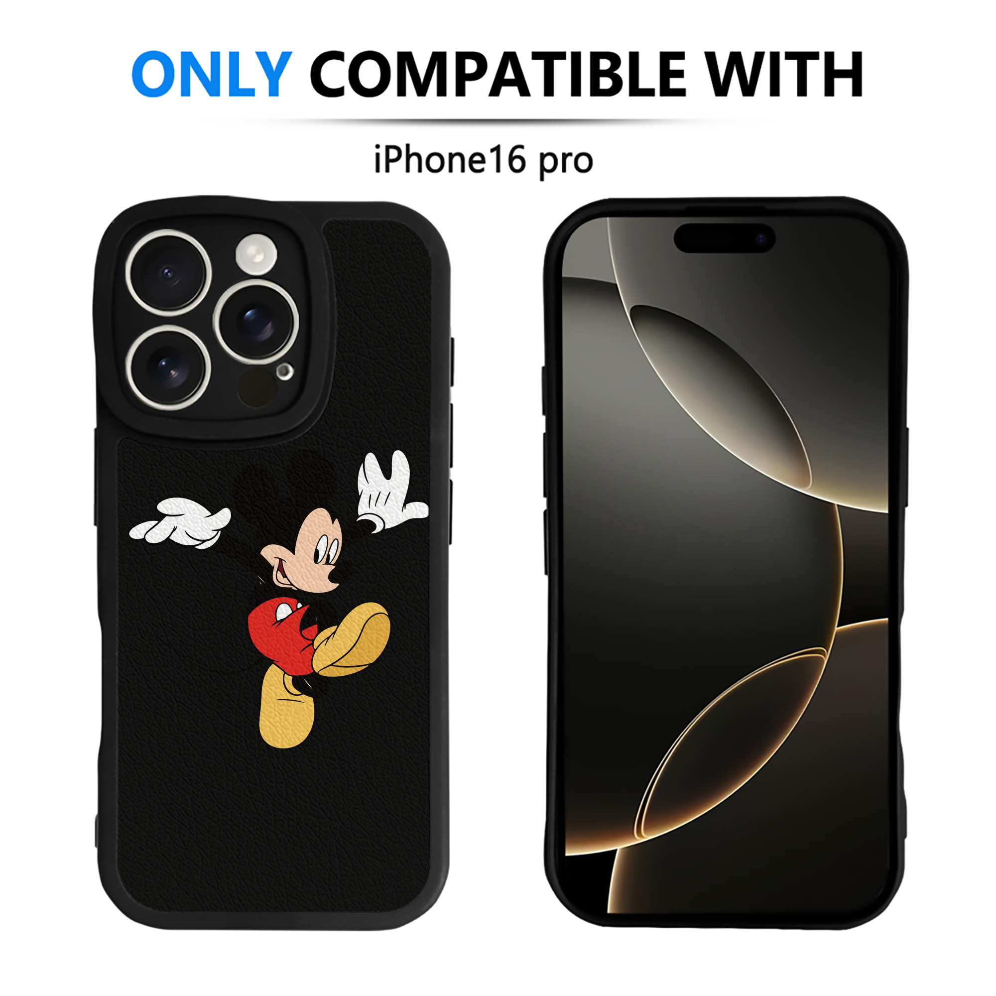 （画像用） ミッキーマウス Mickey Mouse 【iPhone 16シリーズ対応】シリコンスマホケース（レザー調） 材質：シリコン